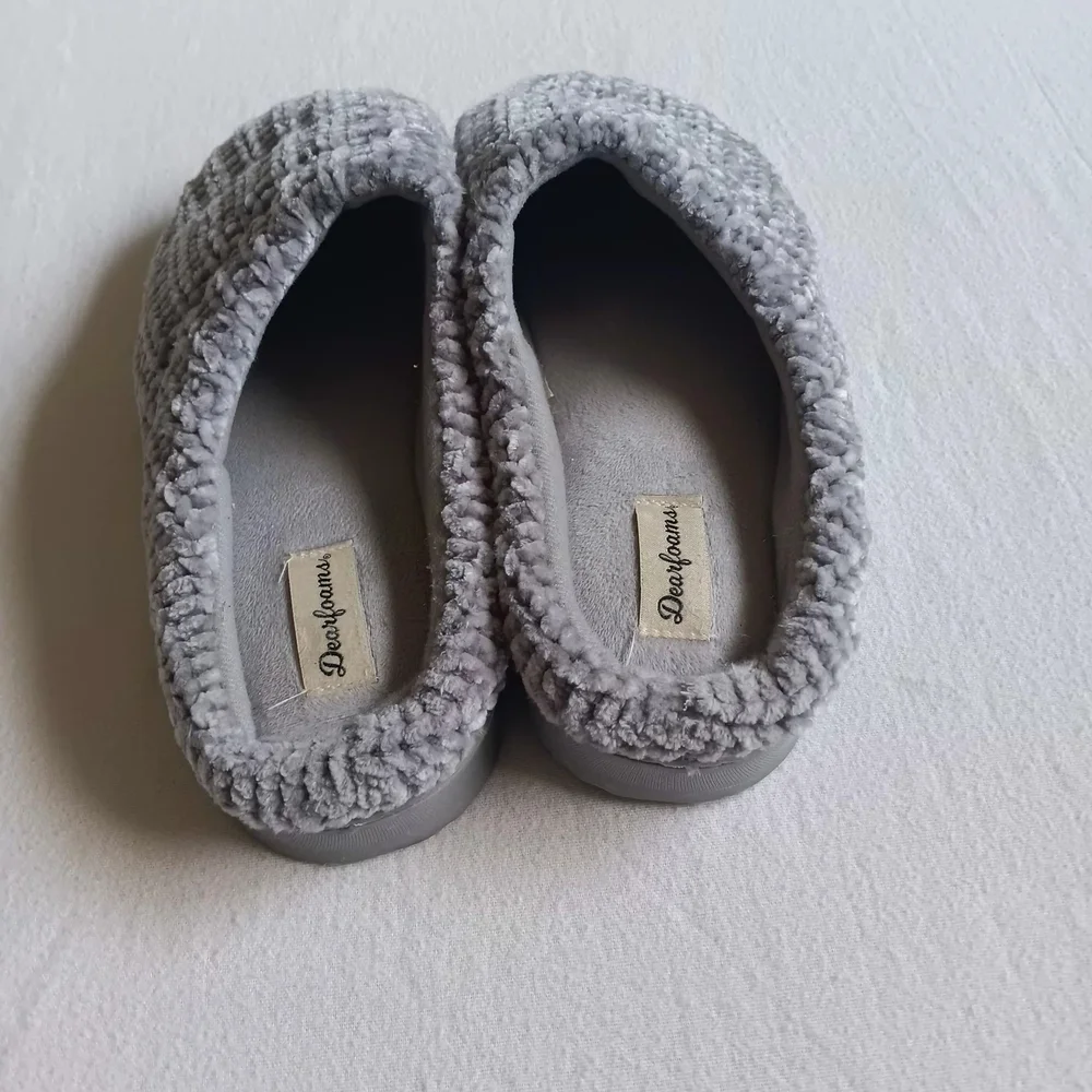 Dearfoams Men Sz XL 9-10 Soft Gray Slippers